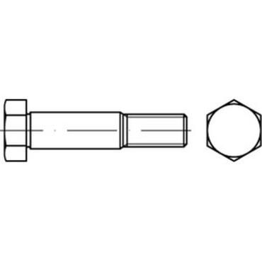 DIN609 Hex head fit bolt with long thread, steel 8.8